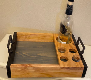 Wooden Shot Flight, Wooden Shot Tray with Handles, Wooden Tequila Serving Tray, Serving Tray, Groomsmen's Gift, Wedding Gift, Unique Gifts