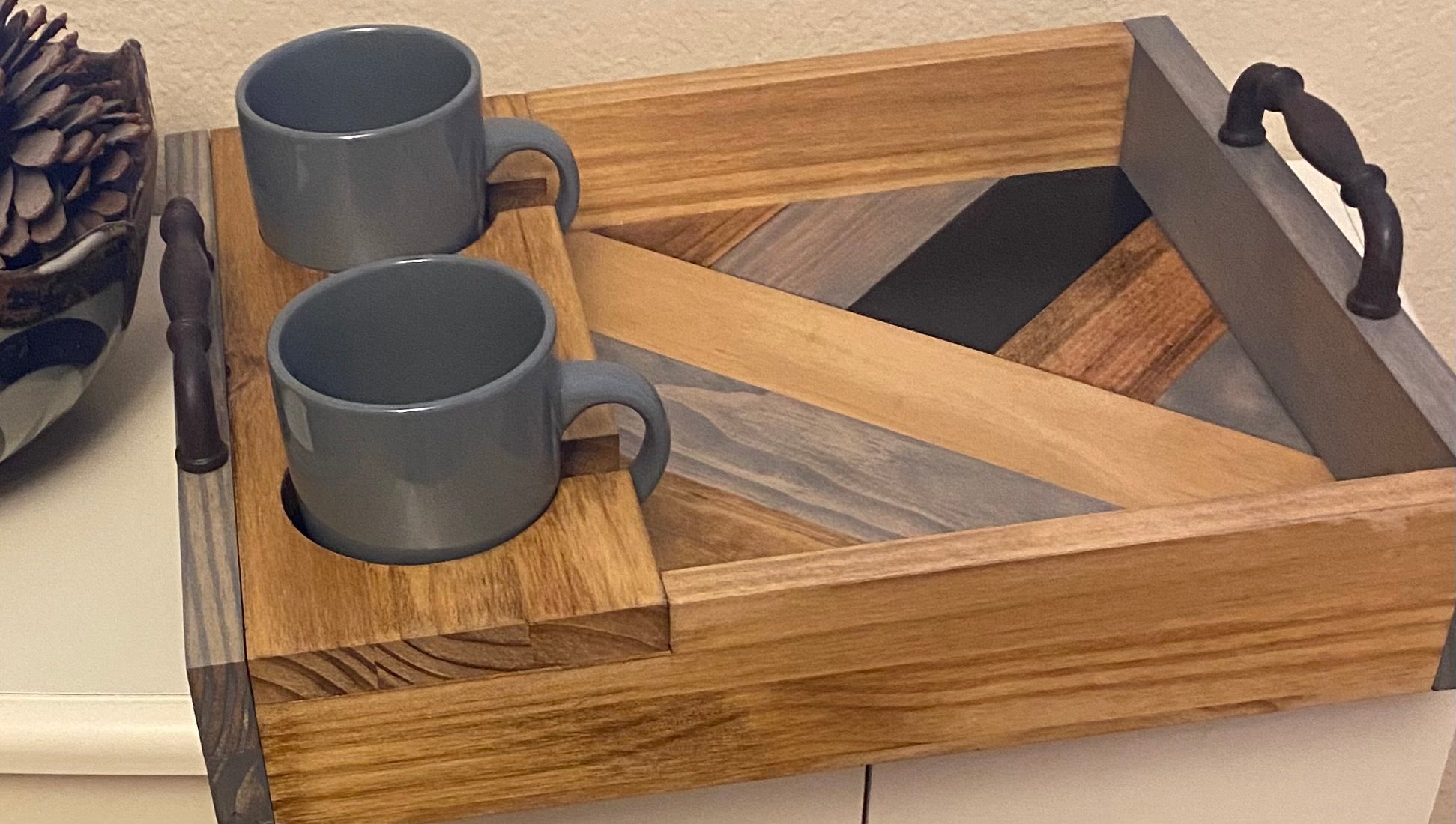 Wood Coffee Tray, Wood Tea Tray, Wood Coffee Server, Wood Tea Server, Coffee Lover gift, Serving Tray, Unique Gifts